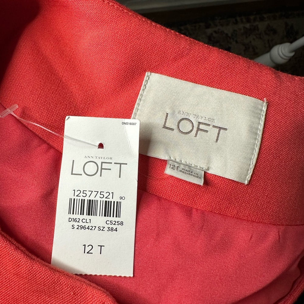 NWT Loft Coral Zip Up Heavy Knit Blazer with Peplum Detail - Picture 11 of 11